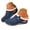 a-Blue, variant on Women Wedge Mule Slippers Faux Suede Slip on Open Back Clogs Warm Fleece Lined Winter Indoor Outdoor Slide Shoes