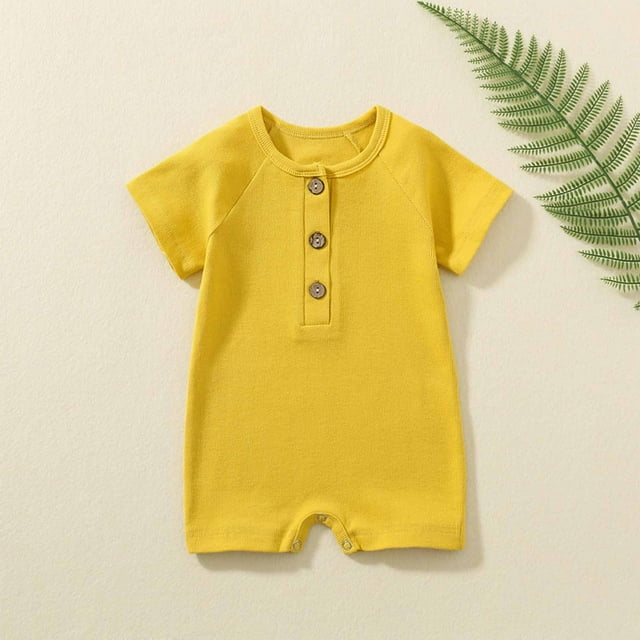 DPTALR Toddler Baby Girls Boys Short Sleeve Solid Color T-Shirt Jumpsuit Romper