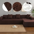 thumbnail image 4 of Couch Covers L Shape Sofa Covers Stretch 2pcs Sofa Slipcovers for 2 + 3 Seaters Sectional Chaise Slipcover for Pets Kids, Coffee, 4 of 8