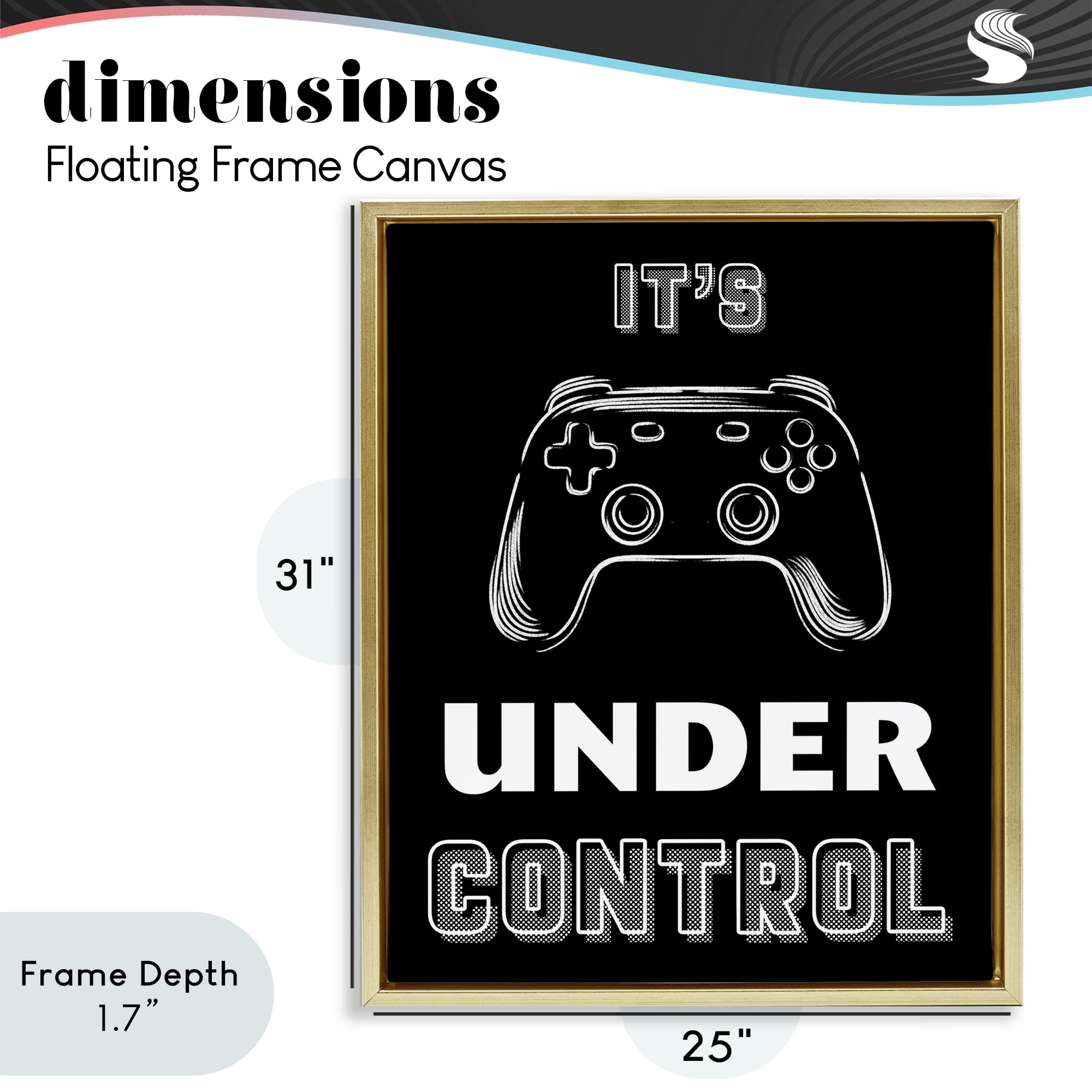Stupell Industries Under Control Gamer Gold Framed Floater Canvas Wall Art, design by Marcus Prime