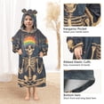 thumbnail image 3 of FORMRS Wearable Blanket Hoodie with Sleeves for Kids Cozy Flannel Sweatshirt, Skeleton with Rainbow, 3 of 7