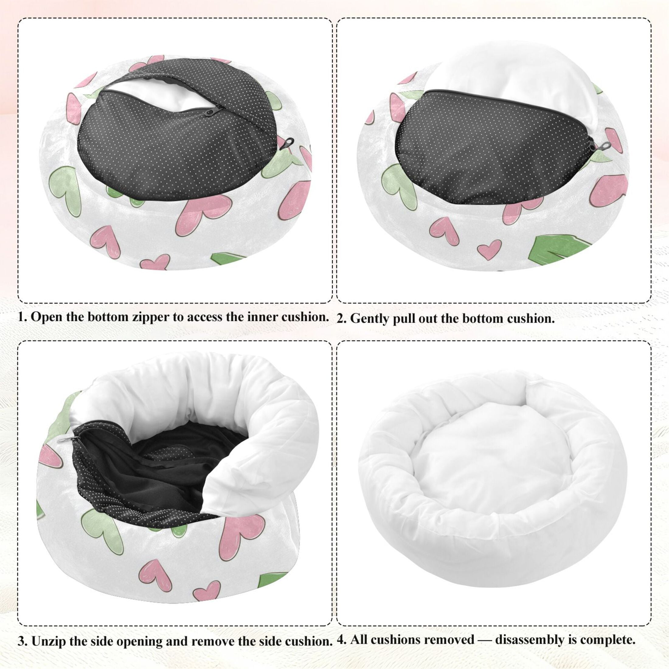 Iauyy Pet Couch Donut Cat Bed for Indoor Cats/Small Dogs Washable & Machine with Non-slip Bottom Calming Cat Furniture, Pale Green Painted Decoration (M)