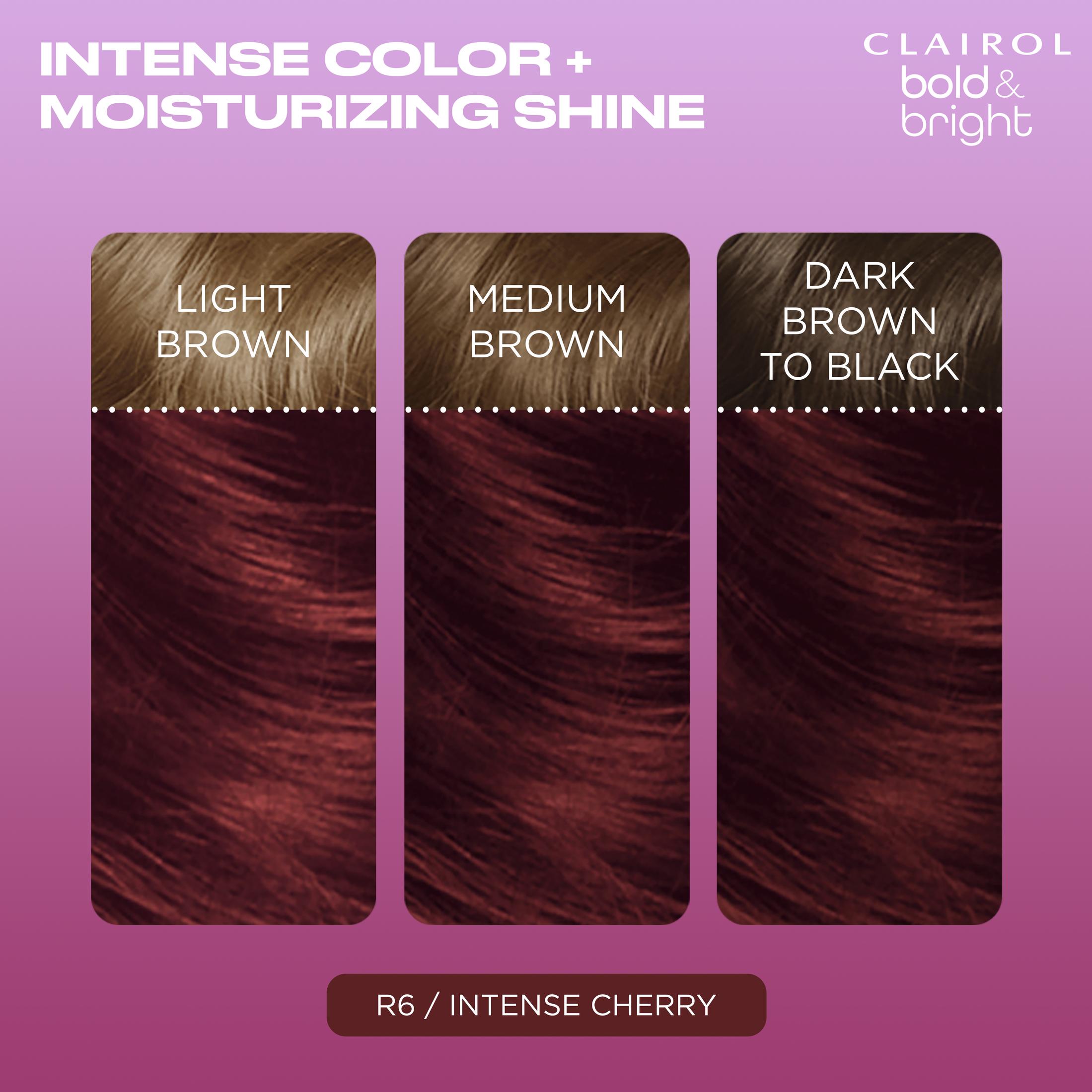 Clairol Bold & Bright Permanent Hair Color Creme, R6 Intense Cherry, Hair Dye, 1 Application