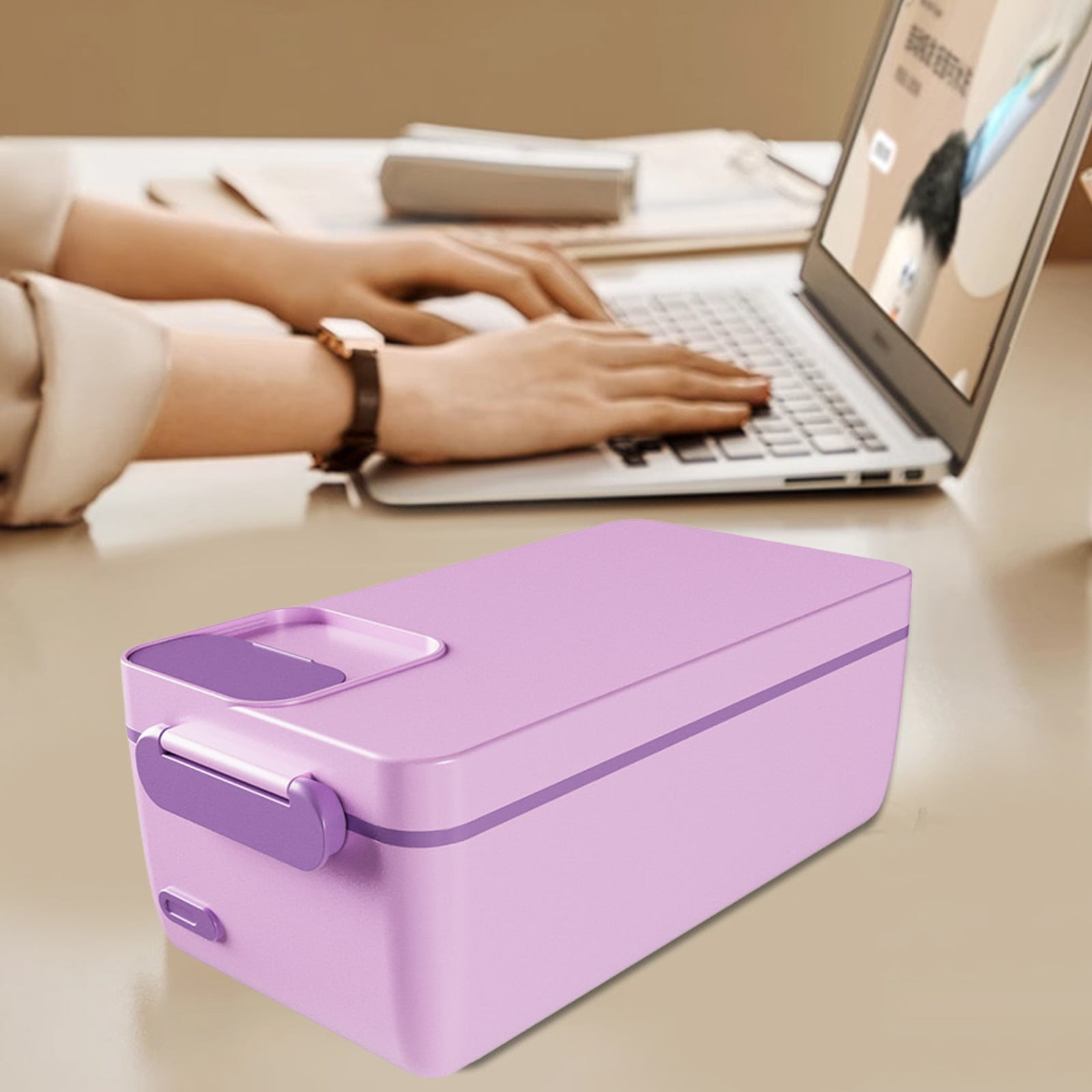 CasaChic 40W Cordless Rechargeable Heated Lunch Box - Stainless Steel Detachable Inner Container, 1L Capacity - Fast Heating, No Water Injection & Leakproof for Outdoor Camping & Office