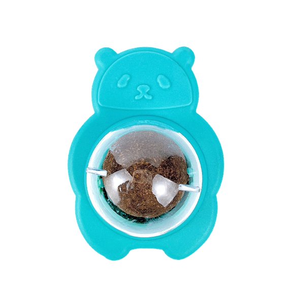 Mightlink Pussy Licking Toy Easy to Paste Cartoon Dust Cover Natural Materials Spin Lollipop Increase Appetite Professional Catnip Wall Ball Cat Toy for Home