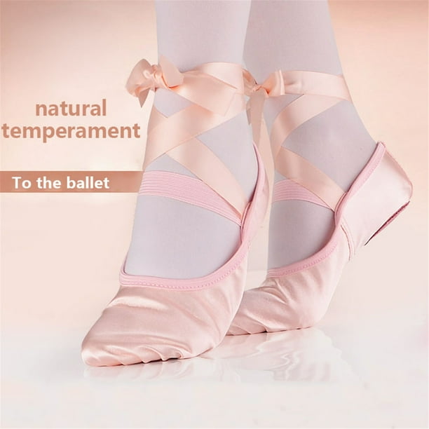 Pink ballet shoes with ribbons sale
