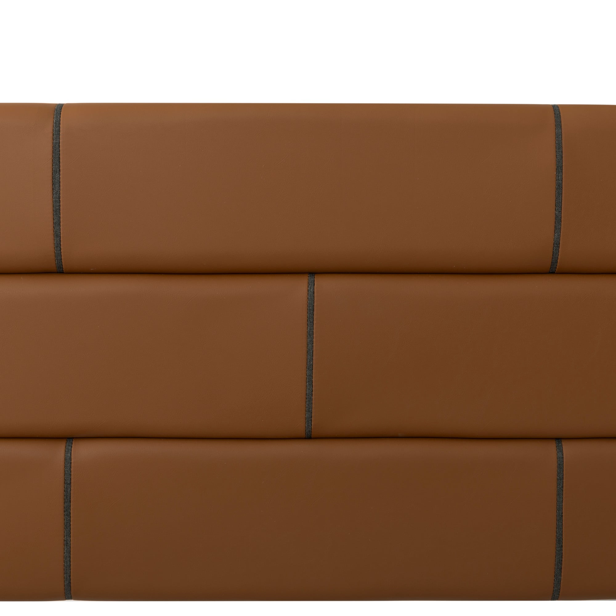 Gewnee Queen Size Bed Frame,Upholstered Platform Bed Frame with PU Headboard,Wood Platform Bed,No Box Spring.Brown