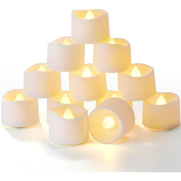 shiyou-24 Pack LED Timer Tealights Flameless Flickering Tea Lights Candles with Timer, Warm White Light