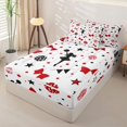 thumbnail image 2 of Manfei Red Cheerleading Zipper Full Size Comforter Sets with Fitted Sheet and 2 Pillowcases For Girls,Cartoon Cheer Bow Print Zipper Bedding SetFor Kids,Reversible,4-Piece, 2 of 7