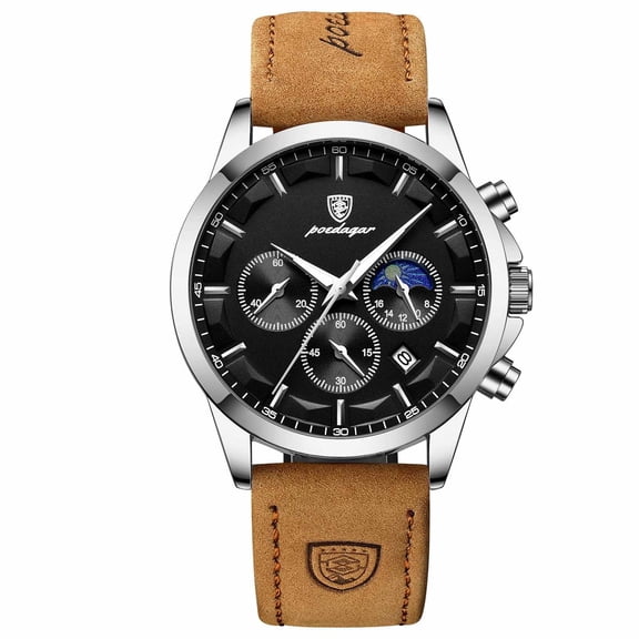 Resicozy Mens Watches Quartz Chronograph Wrist Watches Business Work Casual Watch with Calendar Elegant Gifts for Men Silvery Black