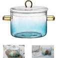 thumbnail image 1 of Glass Cooking Pot - 1.5l/50oz Heat-resistant Borosilicate Glass Handmade Cookware Set Stovetop Pot - Safe For Pasta Noodle, Soup, Milk, Tea, 1 of 5