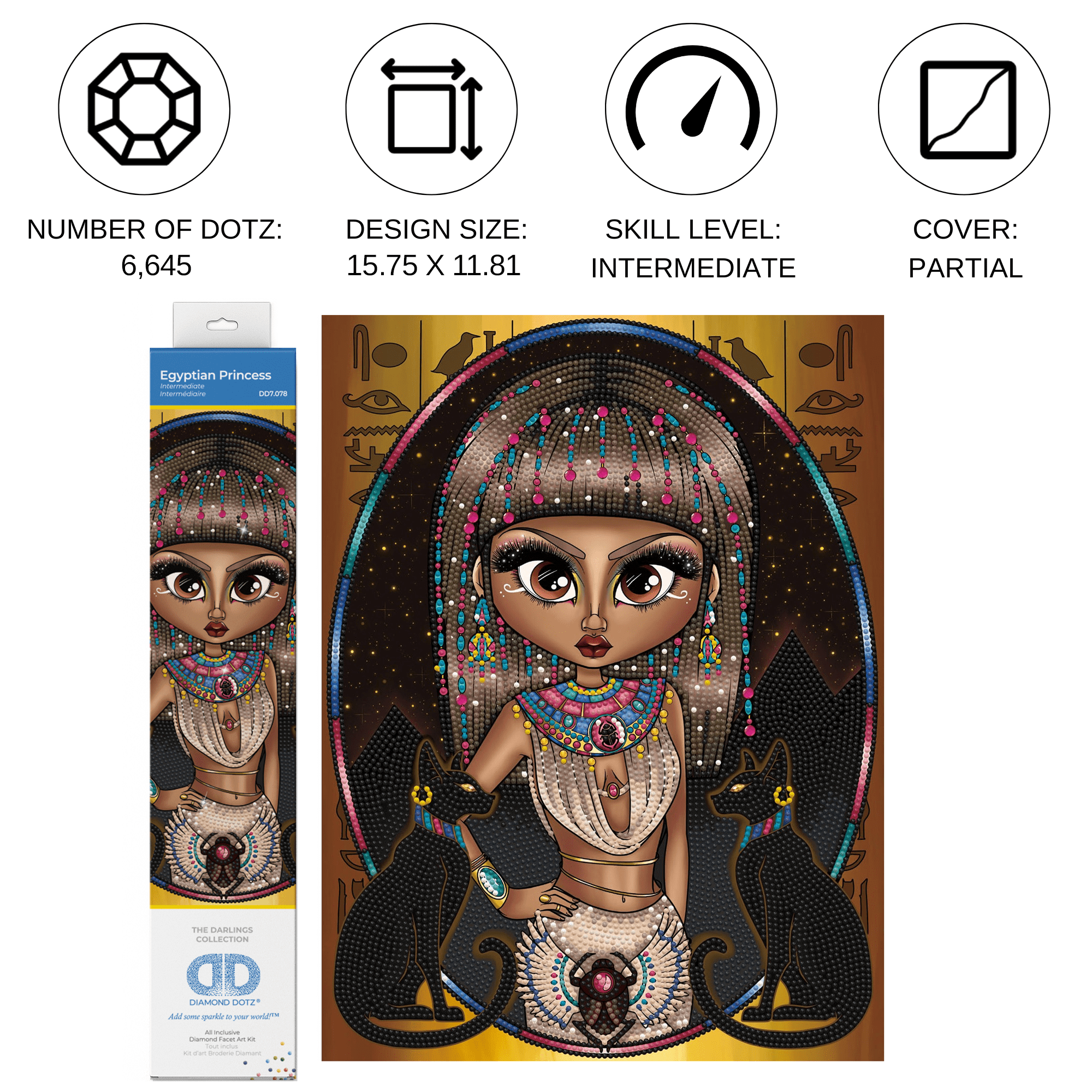 Diamond Dotz Egyptian Princess Women Diamond Painting Kits for Adults - Diamond Art Kits a Relaxing Creative Craft Kit with Dotz Gems 15.8"x11.8"