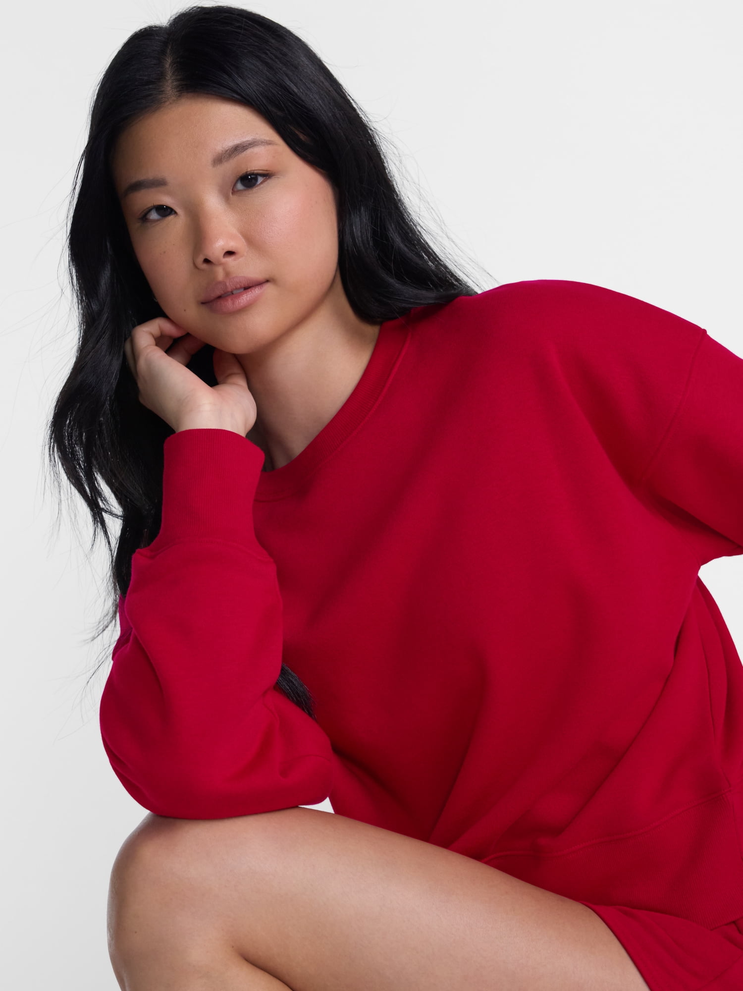No Boundaries Boxy Fleece Sweatshirt, Midweight, Women's XXS-XXL