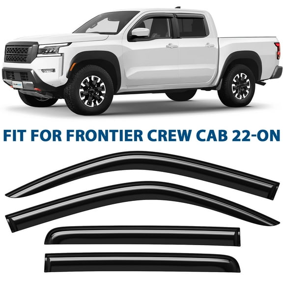 CLIM ART Incredibly Durable Rain Guards for Nissan Frontier 2022-2026 Crew Cab, Original Tape-on Window Deflectors, Vent Deflector, Window Visors, Car Accessories, 4pcs. - 422050
