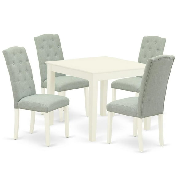 East West Furniture Dining Room Set Linen White, OXCE5-LWH-15
