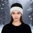 thumbnail image 2 of Fgnfyis Soft Comfortable Unisex Ribbed Knit for Autumn and Winter Fashion Versatile Hats for Men and Women Edge Black, 2 of 4