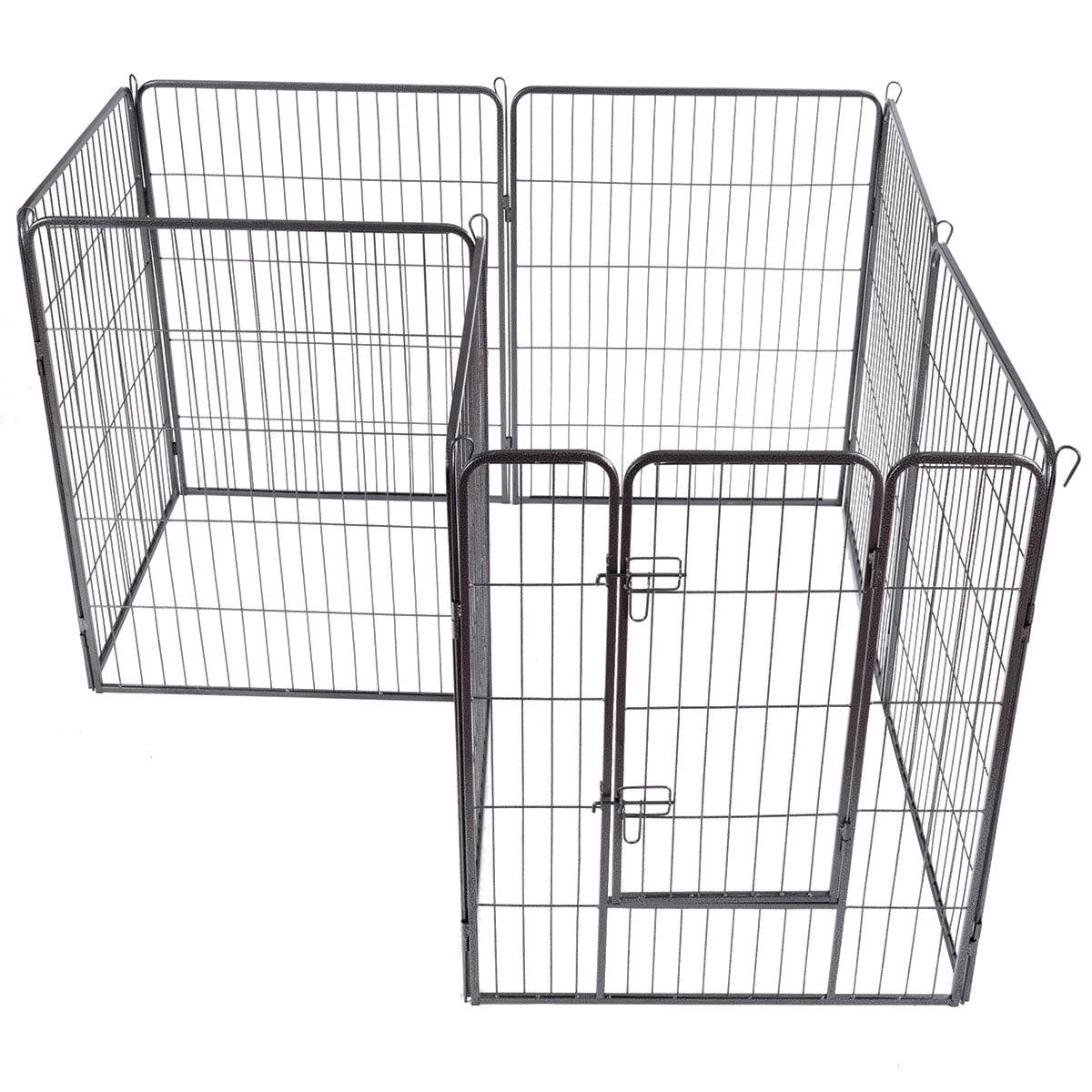Gymax 40'' 8 Metal Panel Heavy Duty Pet Playpen Dog Exercise Pen Cat Fence Safety Gate