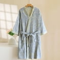 thumbnail image 4 of 100% Cotton Gauze Couple Bathrobe Double-Layer Kimono Robe for Men and Women, Lightweight Absorbent Home Sleepwear, 4 of 12