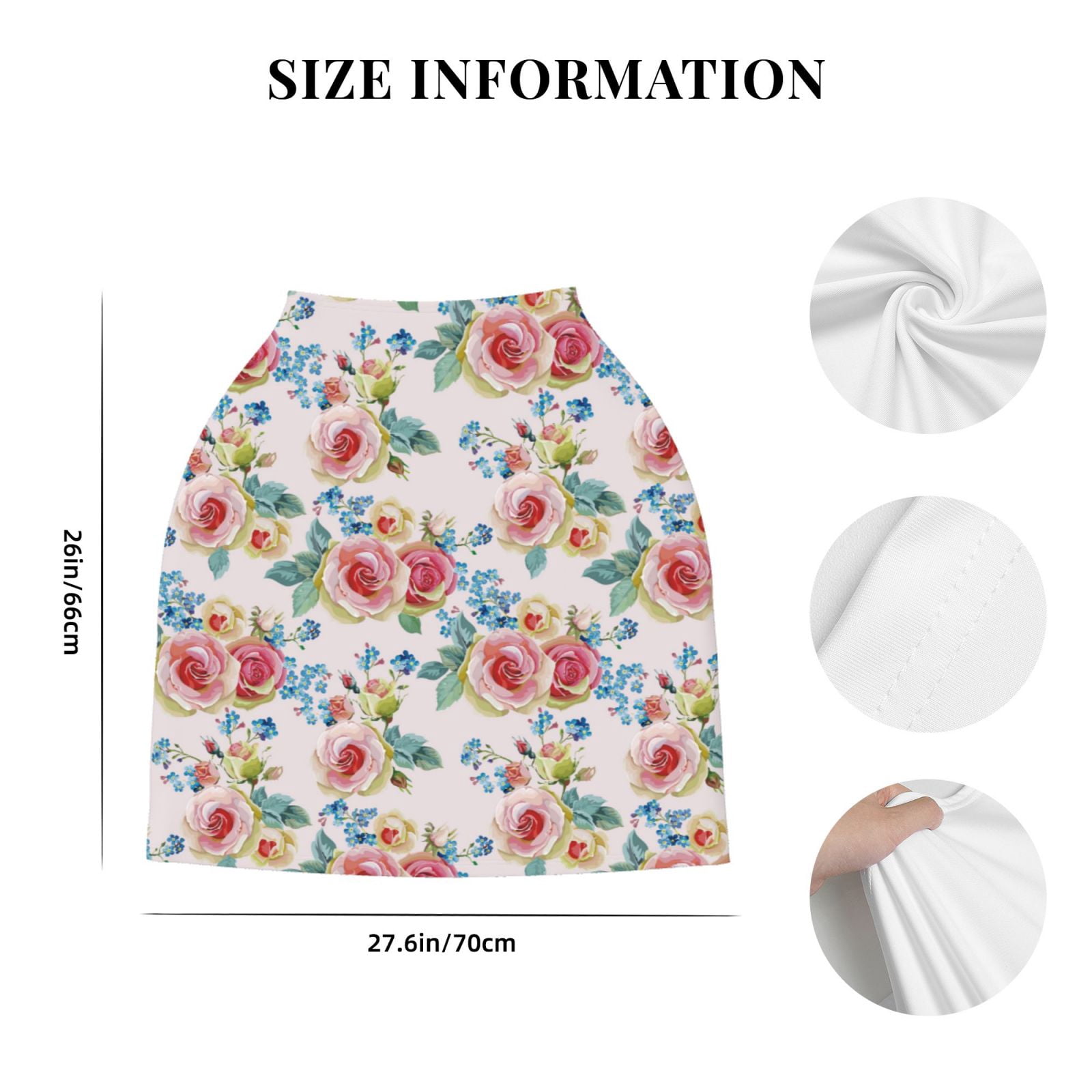 Fotbe Rose Flowers Pattern Car Seat Covers for Babies, Nursing Breastfeeding Cover Carseat Canopy, Soft Stretchy Carrier Cover