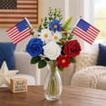 thumbnail image 3 of KUKIDSVO Patriotic Artificial Flower Bouquet, Realistic Plastic Floral Arrangement, Versatile Decor for 4th of July Table Staircase Wedding Party & Photography Prop, 3 of 7