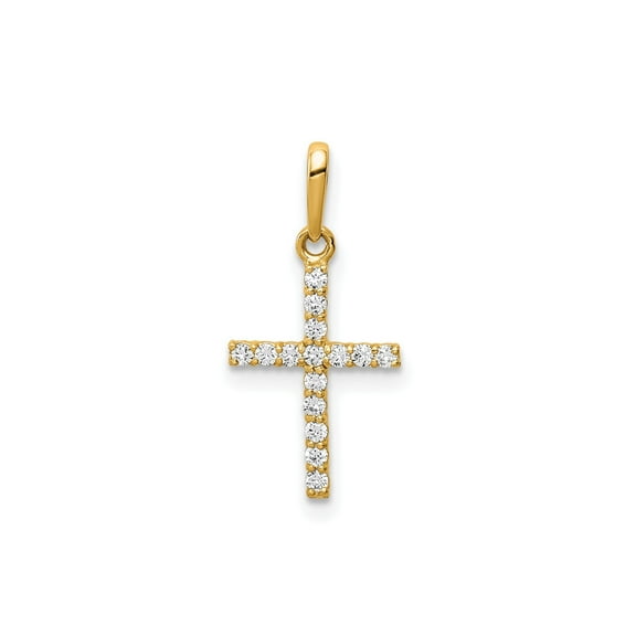 10K Yellow Gold CZ Cross Pendant, Polished 18.9 mm