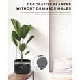 thumbnail image 5 of Ceramic Plant Pot with Stand 10 Inch Planter with Wood Shelf Modern Round Flower Pots Indoor with Wood Planter Holder Black Water Ripple Pattern, 5 of 8