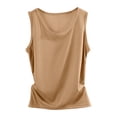 thumbnail image 2 of Endives Women's Cotton Tank Top Fitness Round Neck Wrapped Camisole Top Vest Basic Layer Tank Top Sport Wear Khaki, 2 of 7