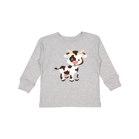 Inktastic Cute White Holstein Cow with Brown Spots Boys or Girls Long Sleeve Toddler T-Shirt