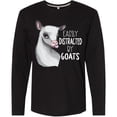 thumbnail image 3 of Inktastic Easily Distracted by Goats Cute Goat Long Sleeve T-Shirt, 3 of 5