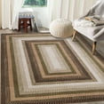 thumbnail image 4 of FairOnly 8'x10'Machine Washable Low Pile Brocade Area Rug – Textured Geometric Non Slip NonShedding Rug for Bedroom Kitchen，Brown Green, 4 of 7