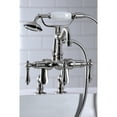 thumbnail image 2 of Kingston Brass CC6013T8 Vintage 3-3/8" Adjustable Center Deck-Mount Clawfoot Tub Faucet with Hand Shower, Brushed Nickel, 2 of 8