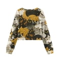 thumbnail image 5 of COEQINE Girls Loose Fit Crop Top, Long Sleeve Comfort Sweatshirt, Fall Winter Clothes Crewneck Pullover for School Tween Age 9-10, Cat Black Yellow, 5 of 7