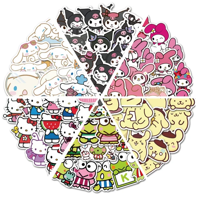 Pegatinas de piezas para niños, calcomanías de My Melody para portátil, funda de teléfono, Sanrio, My Melody, 50 Uds.1329