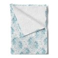thumbnail image 2 of East Soft Flannel Fleece Blanket, Japanese Inspired Koi Fishes with Floral Arrangement Doodle Style Nature Illustration, Cozy Plush for Indoor and Outdoor Use, 60" x 80", Blue White, by Ambesonne, 2 of 5
