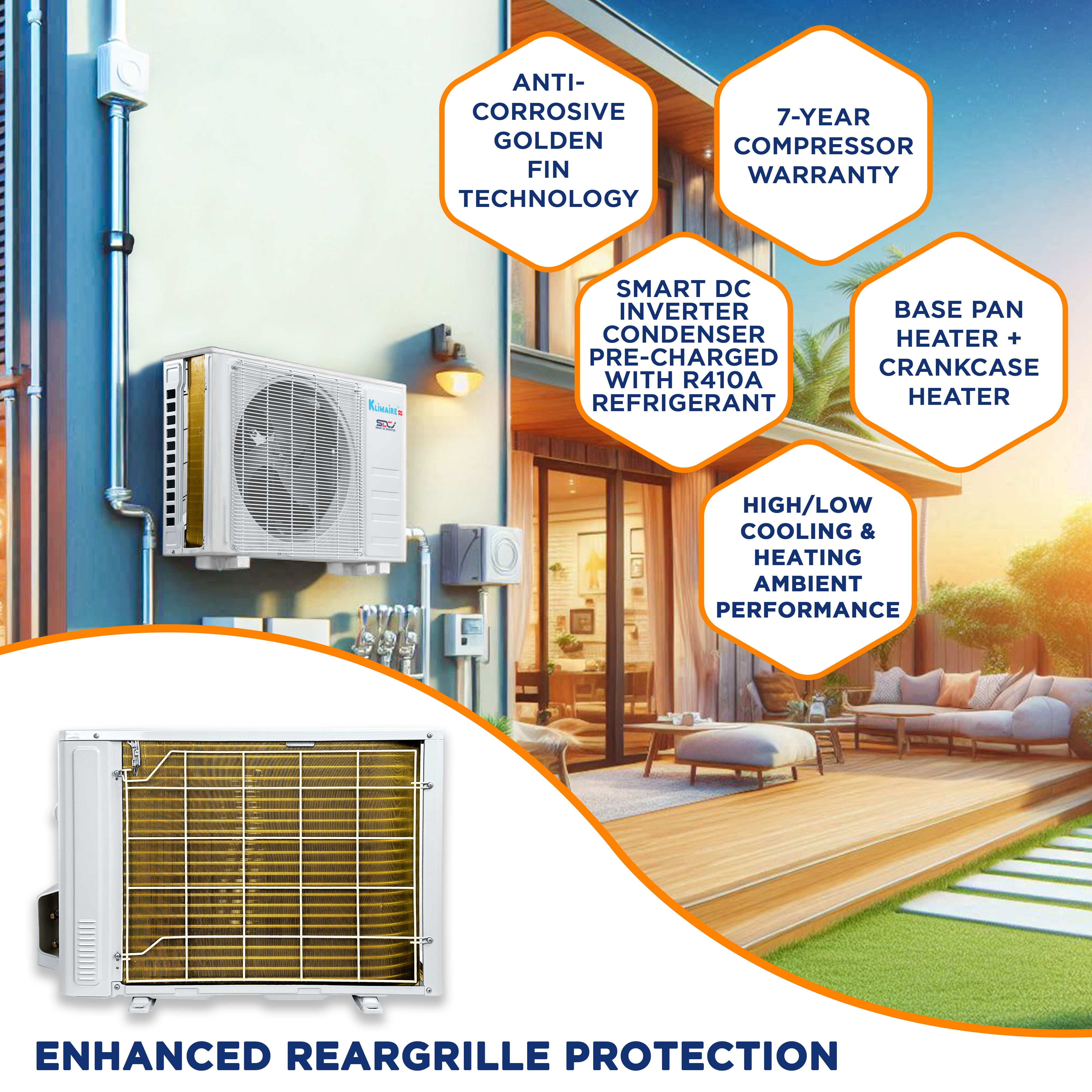 Klimaire 12,000 BTU 22 SEER2 Ductless Mini-Split Heat Pump Air Conditioner 550 sq. ft. (115V)