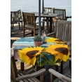 thumbnail image 2 of Outdoor Tablecloths with Umbrella Hole & Zipper, Spring Sunflowers Round Tablecloths 60 Inch, Yellow Floral Turquoise Farmhouse Wood Grain Waterproof Table Cloth, Patio/Pool/Picnic Table Covers, 2 of 8