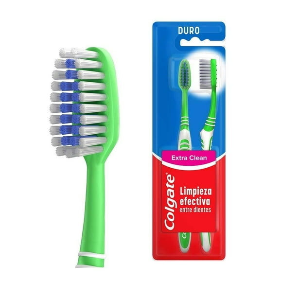Cepillo Dental Colgate Extra Clean Limpieza Efectiva Entre Dientes 2 Pzas