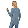 thumbnail image 3 of Womens Sweaters Tunic Tops for Women Loose Fit Dressy Long Sleeve Shirts Crew Neck Curved Hem Pullover Fall Clothes, 3 of 4