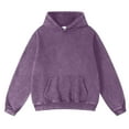 thumbnail image 5 of Resicozy Acid Wash Hoodie Crewneck Sweatshirt for Mens Pullover Oversized Men's Fashion Hoodies Sweatshirts Vintage Tops Purple L, 5 of 6