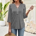 thumbnail image 3 of Bbyeadc Blouses for Women Casual 3/4 Length Sleeve Button Tops Striped Print V Neck Tee Dress Work Pullover,Black(S), 3 of 5
