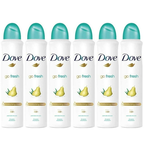 Dove Go Fresh Antiperspirant Spray – Pear & Aloe Vera, 250ml – 6 Pack – 48H Protection with ¼ Moisturising Cream