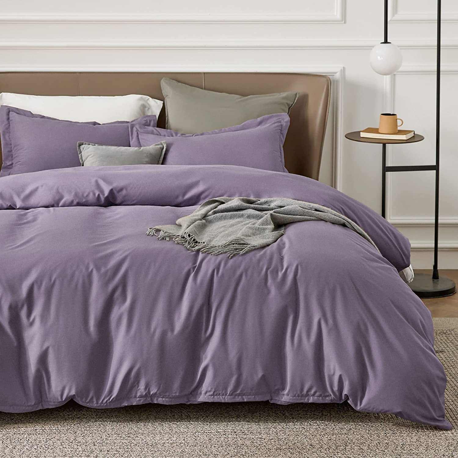 BEDSURE Purple Duvet Covers King Size Soft Brushed Microfiber 3