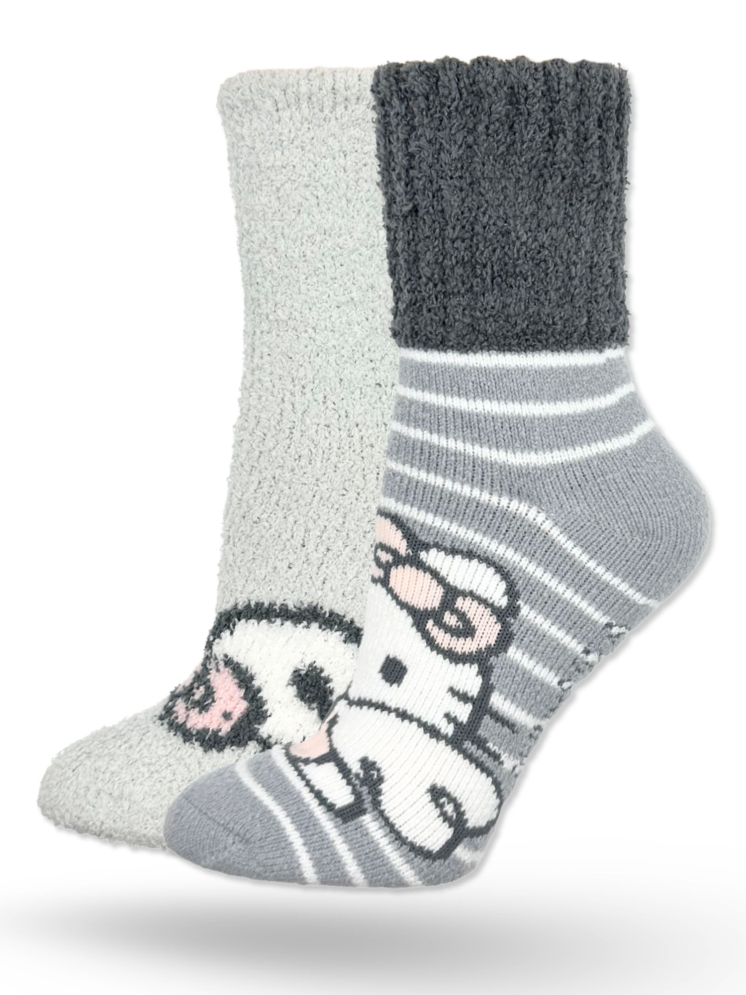 Hello Kitty Women's Cozy Crew Socks, 2-Pack, Shoe Sizes 4-10
