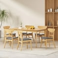 thumbnail image 2 of GDF Studio Atherton Wood and Fabric 7 Piece Dining Set, Natural Oak, Dark Gray, 2 of 9
