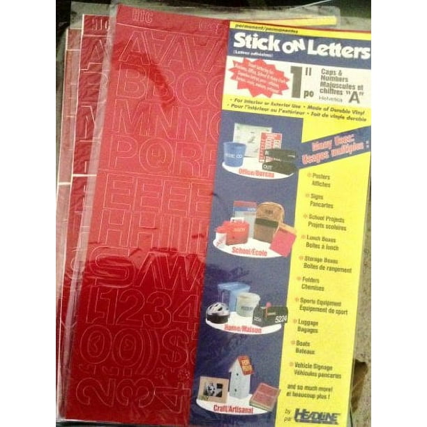 Permanent Adhesive Vinyl Letters & Numbers 3'' 160 Pkg Red