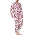 thumbnail image 2 of Logiee Lilies Flowers Print Mens Long Sleeve Pajama Set,Notched Collar Pajamas for Men, Men's Sleepwear,Mens Sleepwear with Pockets & Button Down-X-Large, 2 of 7