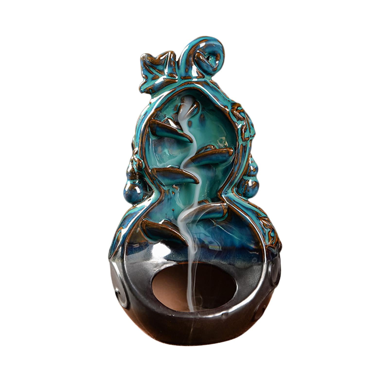 WLPZXP Gourd Backflow Incense Burner Art Crafts Aroma Ornament Waterfall Incense Holder Blue