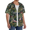 thumbnail image 3 of Disketp Men's Hawaiian Flamingos And Palm Leaves Print Shirts Button Down Holiday Beach Shirts-Small, 3 of 5