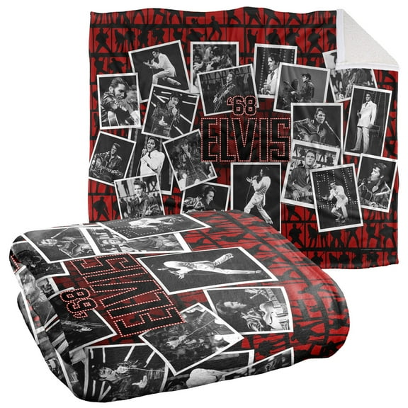 Elvis Presley Blanket, 50"x60", Comeback to 68 Silky Touch Sherpa Back Super Soft Throw Blanket