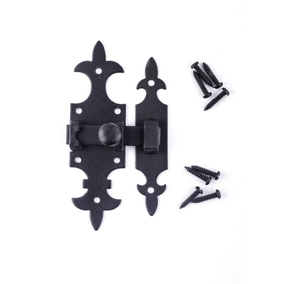 Renovators Supply Cabinet Door Slide Latch Black Wrought Iron Cabinet Hardware French Quarter Design Slide Bolt Lock 5 1/2 inches